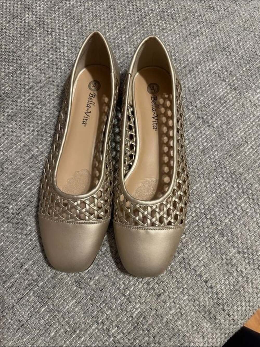 Bella Vita Metallic Gold Woven Cap-Toe Ballet Flat size 10M